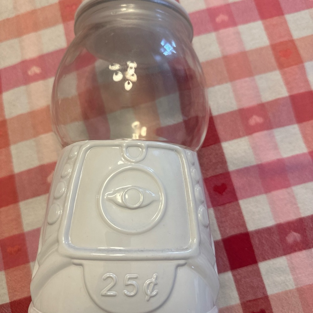 White Glass Gumball Machine Food Storage Container